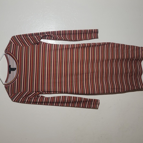Forever 21 Multicolor Striped Bodycon Long Sleeve Dress sz S GUC - Picture 1 of 7